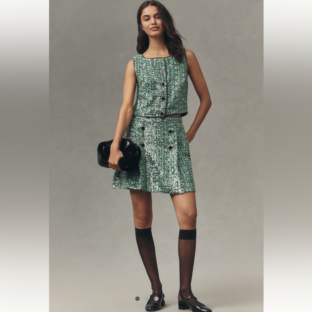 Anthropologie x Maeve Sequin Tweed Mini Skirt - Size XS - BNWT